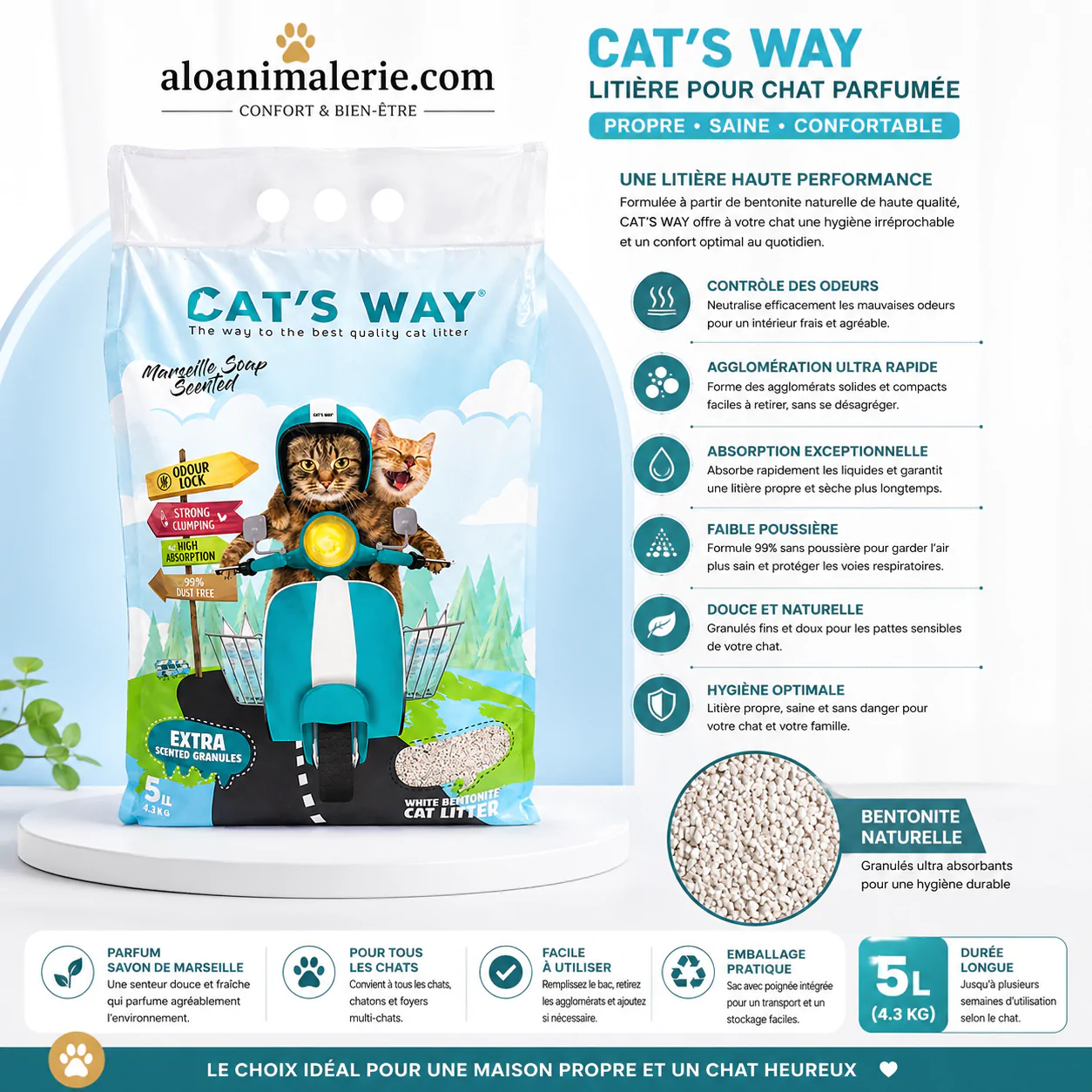 CAT’S WAY – Litière Premium Ultra Absorbante - 5L – Image 2