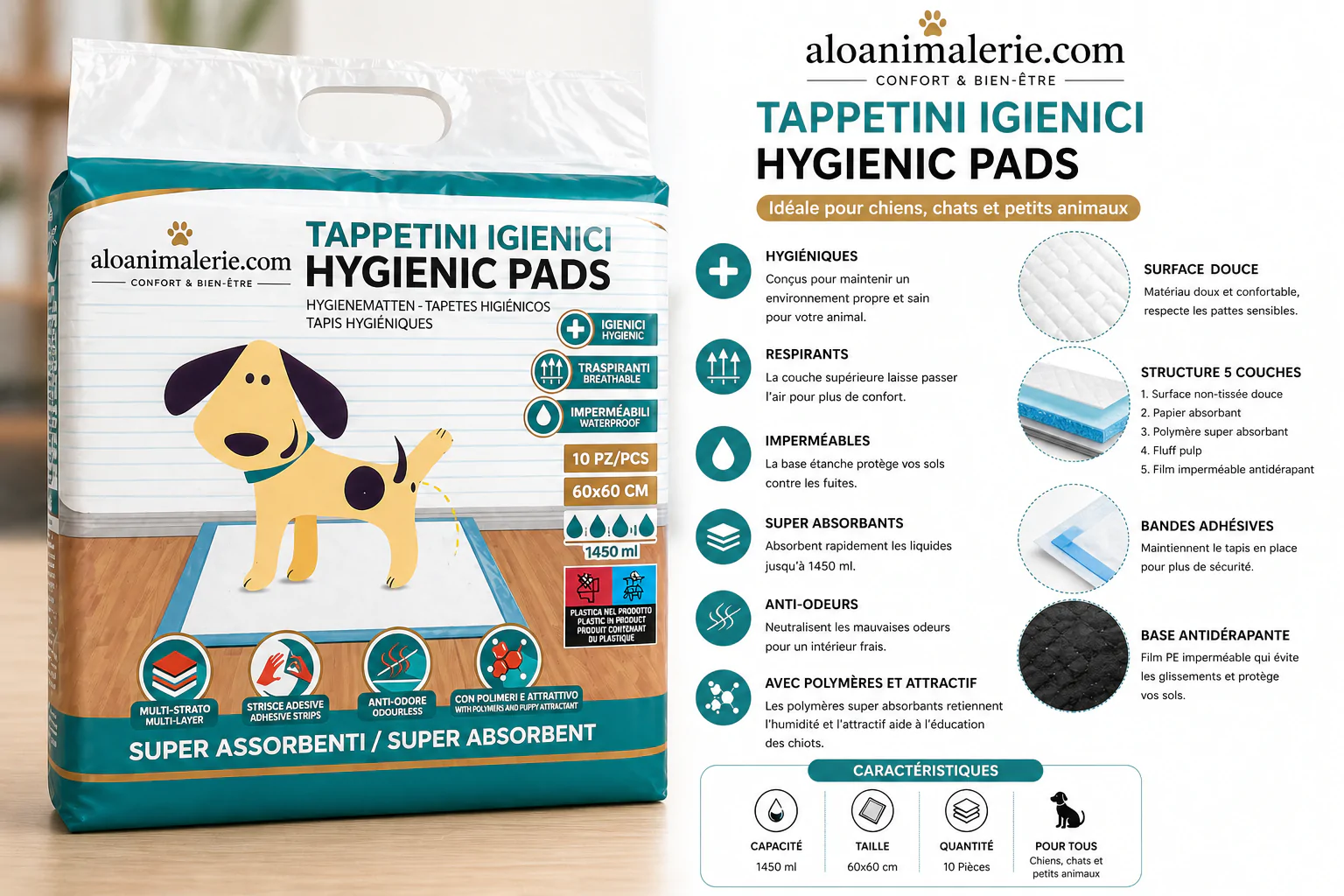 Tapis Hygiéniques Super Absorbants – 60x60 cm (10 pièces) – Image 2