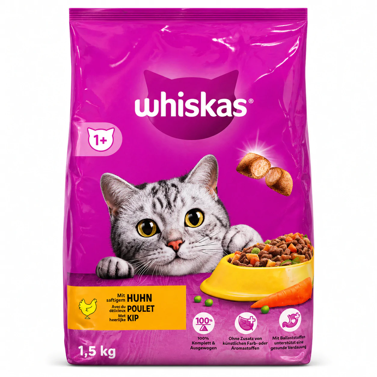 Whiskas Poulet – Premium pour Chat Adulte 1+ – 1,5kg